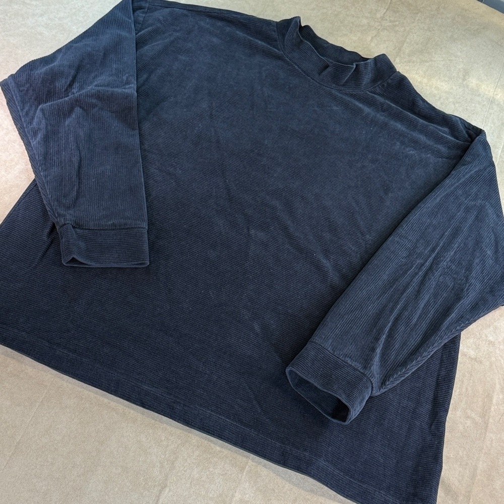 Lands' End Women's Black Corduroy Turtleneck